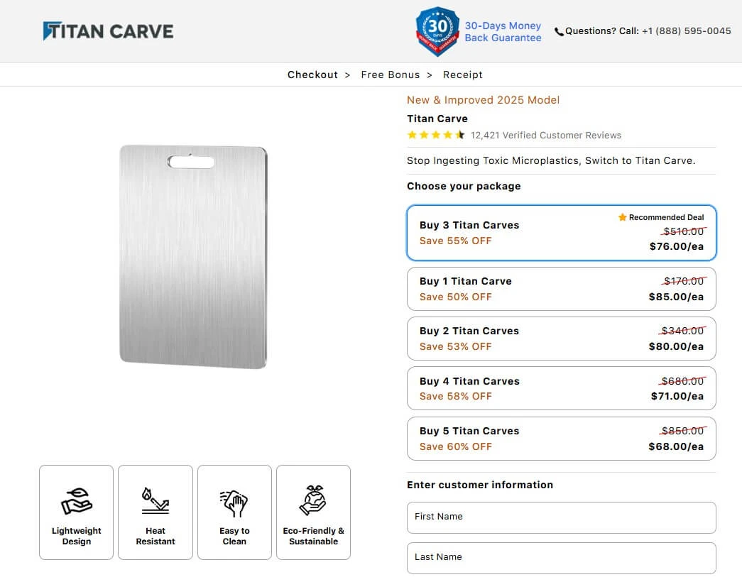 Titan Carve order